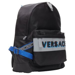 Versace black nylon Greca strap backpack